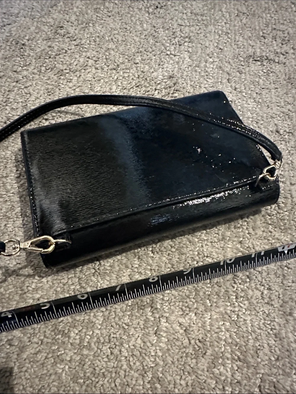 kate spade Black Patent Crossbody with Gold Plaque